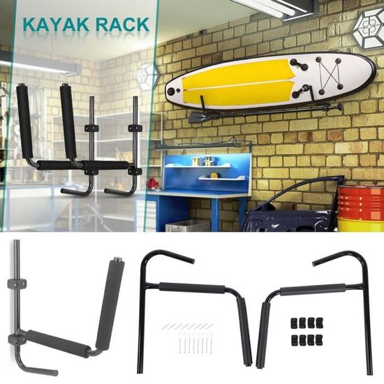 Wgwioo Support De Rangement pour Kayak, Support Mural Noir pour Kayak,  Cintre Plié pour Bateau À Aubes, Planche De Surf, Canoë Vélo