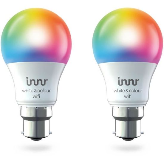 INNR Ampoule connectée  B22 -Wifi Direct - Pack de 2 ampoules Multicolor