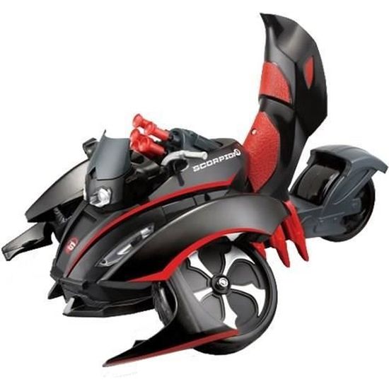 MAISTO Tech Moto Scorpion RC télécommandée transformable lance missiles - Noir, rouge et gris