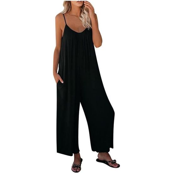 Combinaison Femme Été Fluide - Sarouel Ample Grande Taille - Salopette Bretelles Style Bohème