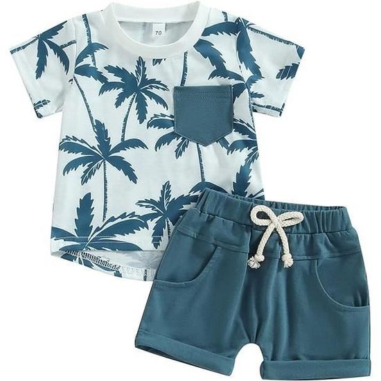 Ensemble 2 Pièces Haut Et Short Bébé Garçon - Jaune Et Bleu Marine - Tailles 0-6 à 18-23 Mois - Neuf Avec Étiquettes
