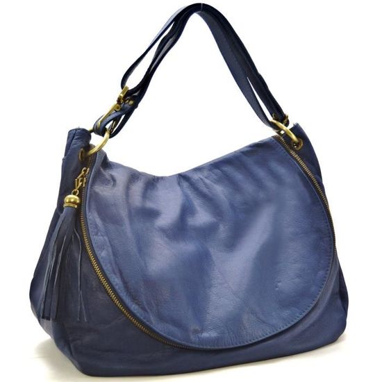 OH MY BAG Sac à Main cuir souple - Modèle 72 heures (gd modèle) bleu foncé OH MY BAG Sac à Main cuir souple - Modèle 72 heures (gd modèle) bleu foncé