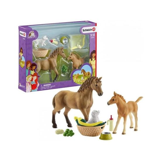 Figurine Schleich - Les soins pour bébé animaux d'Horse Club Sarah - Jouet pour enfant
