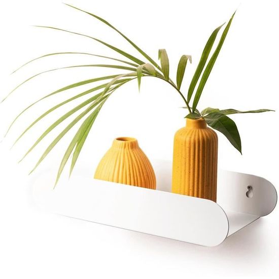JOOM Étagère Murale Flottante Métal 40cm - Blanc - Pour Salle De Bain, Cuisine Ou Bureau