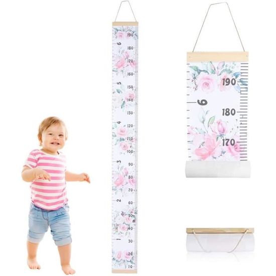 Toise Murale Enfant Décorative - 131x25 Cm - Motifs Animaux Marins - Suspendue, Amovible