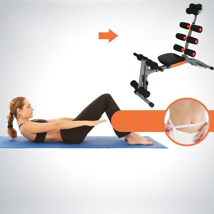 105*55*98cm Appareil abdominaux 6 en 1 - Banc de musculation - Noir et orange @ Yage
