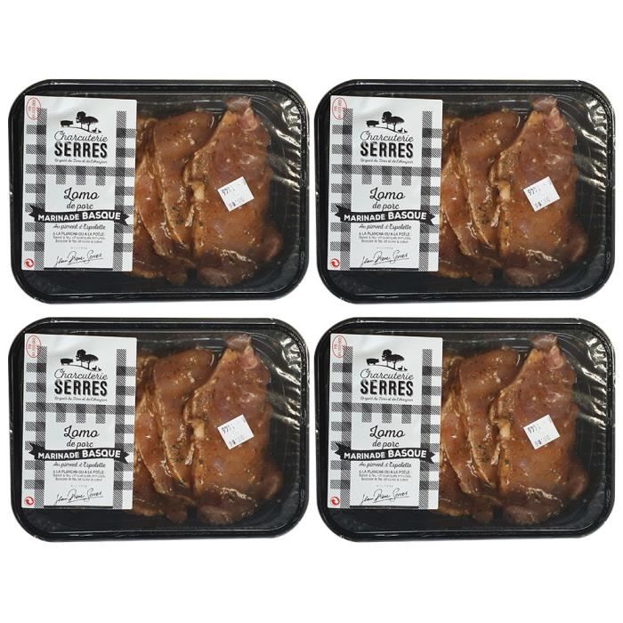 Lomo de porc mariné au Piment d'Espelette par lot de 4 - Lomo marinade Basque à griller - Viande de porc origine France