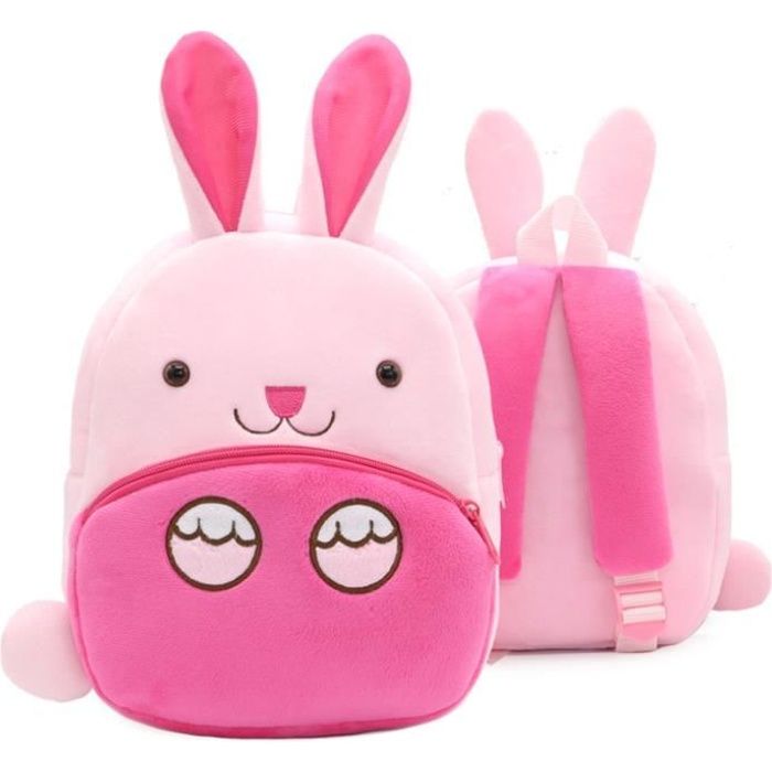 Sac à Dos Cartoon Animal Cartable Sac d'école Maternelle Animaux 3D Léger pour Enfant Fille Garçons Bébé 1~4 Ans, Lapin Rose