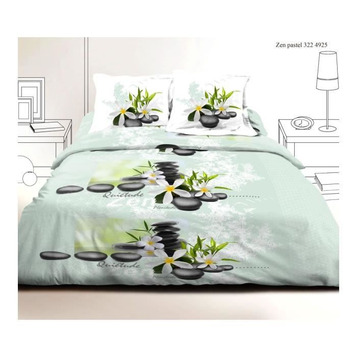 universelcoton PARURE 3 PIECES HOUSSE DE COUETTE ZEN PASTEL