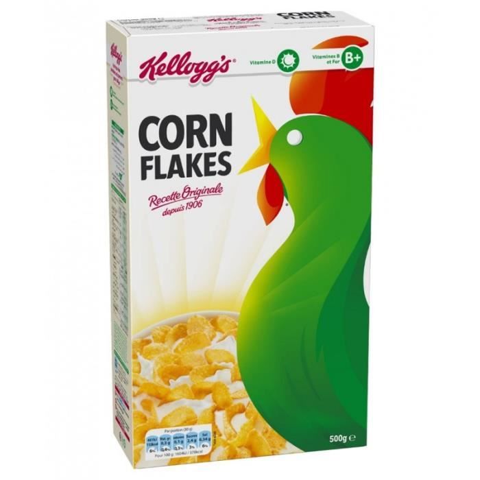 Kellogg’s Corn Flakes Recette Originale 500g (lot de 3)