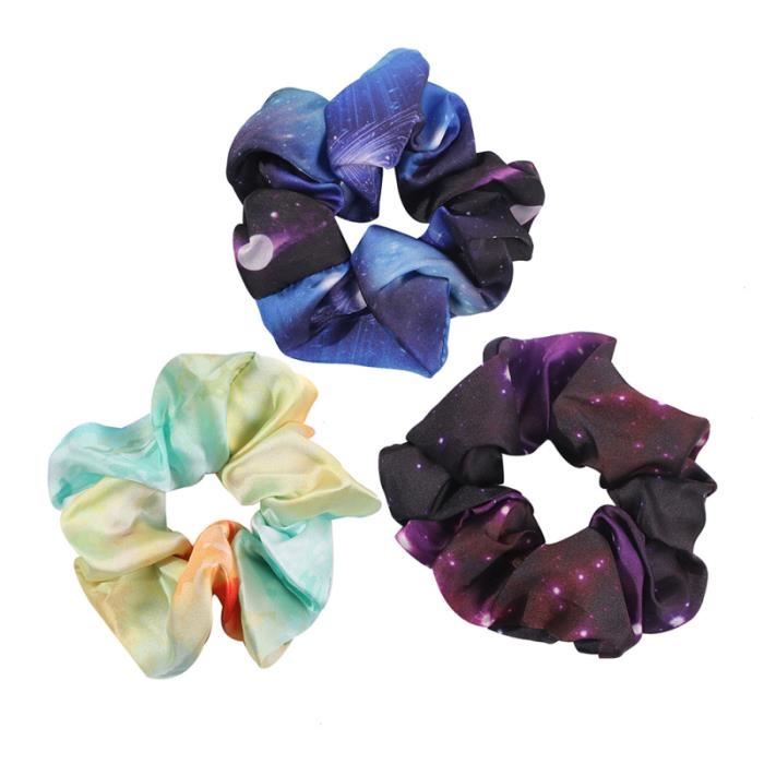 3PCS Starry Sky Hair Ropes Ponytail Holders pour Festival Date Photography Party MASCARA