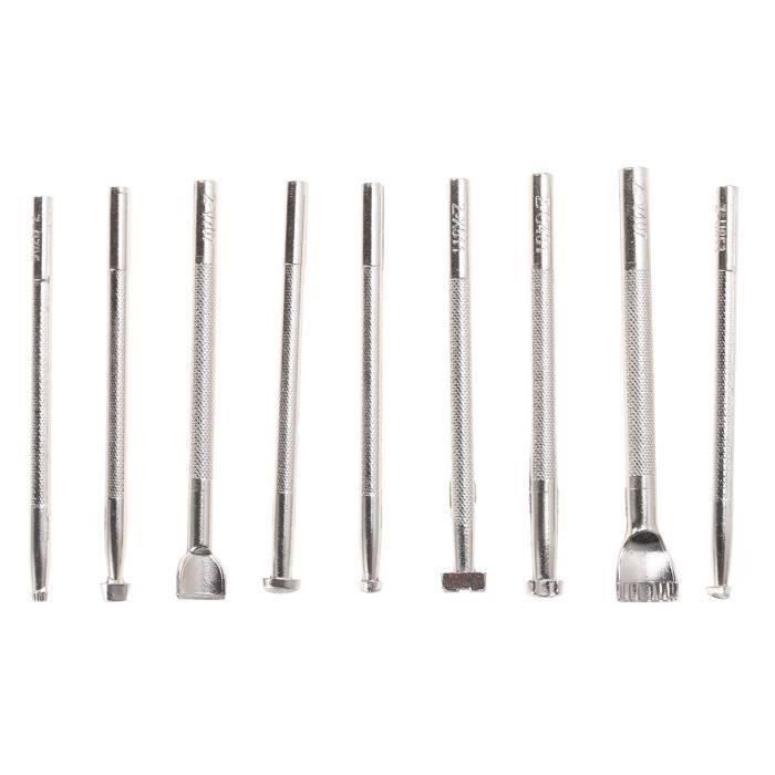 9 pcs Outils De Fabrication Selle En Métal BRICOLAGE Impression À La Main Cuir Artisanat PLATEAU OUTILS - MODULE OUTILS (VIDE)