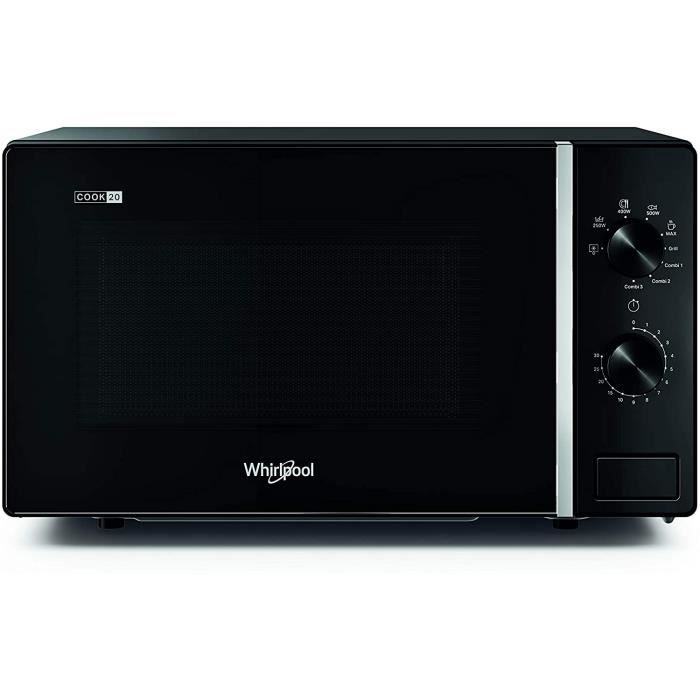 Whirlpool MWP 103 B Four à micro-ondes Cook 20 + Grill, 20 litres, noir, avec grille haute, 700 W