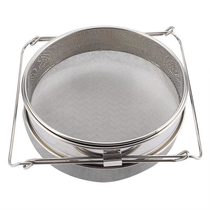 AYNEFY Équipement d'apiculture Grand tamis / crépine / filtre à miel en acier inoxydable à double couche avec bras réglables