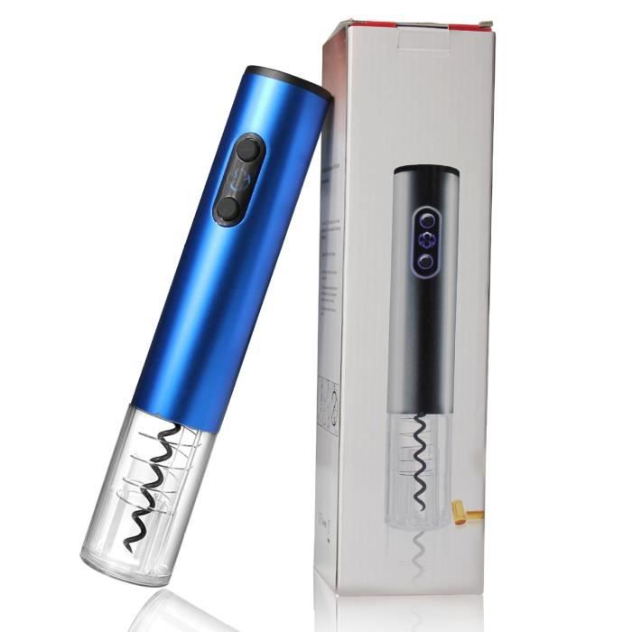 Tire-Bouchon,Ouvre bouteille électrique Rechargeable avec coupe feuille et chargeur ouvre bouteille - Type Battery Power Blue