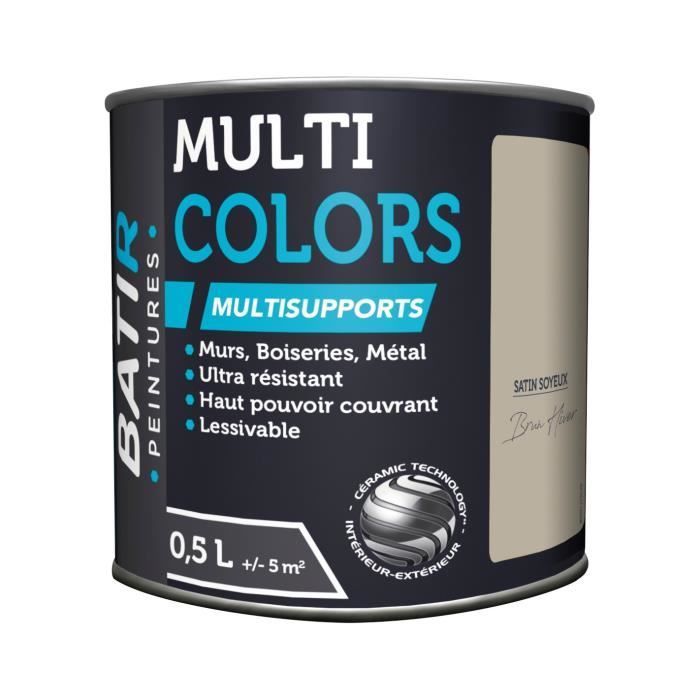 BATIR PEINTURES - Peinture Batir Multi-Supports Satin Soyeux 0,5 L brun hiver