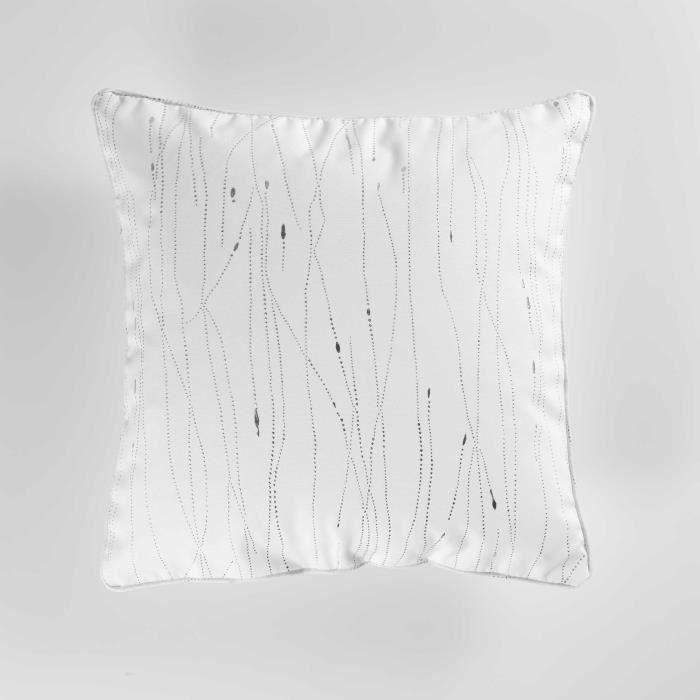 Coussin passepoil 40 x 40 cm polyester applique filiane Blanc