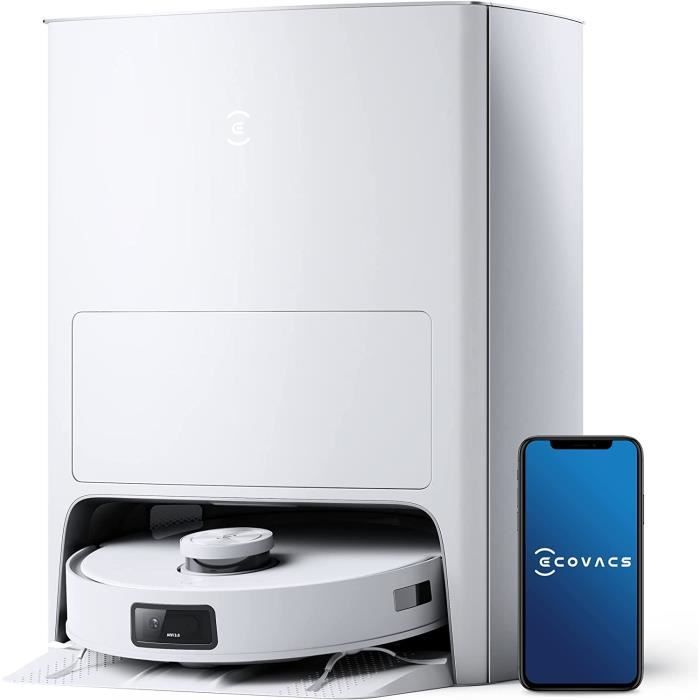 ECOVACS DEEBOT X1 e Omni Robot Aspirateur Laveur avec Station de Nettoyage multifonctionnelle, 260min, 400㎡, Cartes 3D