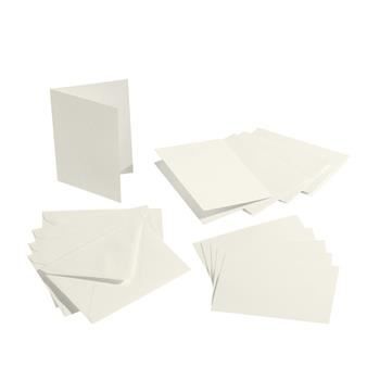 Lot de 5 Cartes double rectangulaires et enveloppes, Format A6, 10,5 cm x 15 cm - Crème