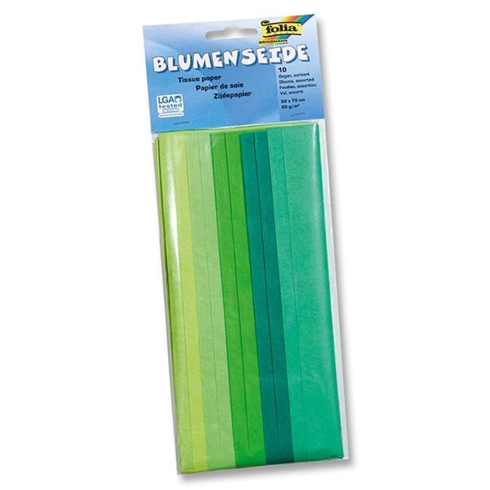 Papier de soie 20g dégradé de verts 10 feuilles de 50x70cm