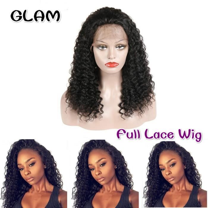 20pouce Full Lace Perruques de cheveux humains GLAM Brésilienne Sans Colle Perruques