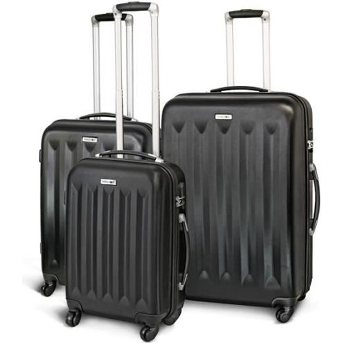 BAGAGE KINSTON LOT DE 3 VALISE RIGIDE 4 ROUES NOIR