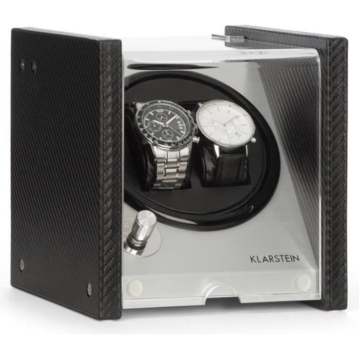 Klarstein Tokyo 2 Remontoir automatique de luxe pour 2 montres - 4 programmes et 3 vitesses de rotation - Moteur silencieux - Noir