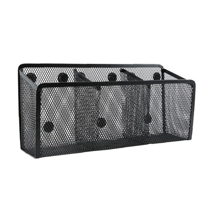 Porte-stylo Organisateur Crayon Pot Mesh Iron Net Square avec 3 compartiments pour tablette de bureau Noir