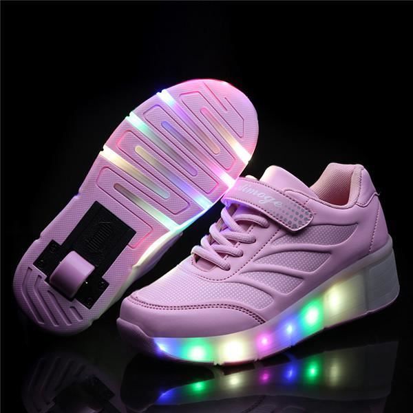 Chaussures d'hiver pour enfants,Baskets brillantes pour enfants, avec roues légères, chaussures de tennis éclairées, pour enfants,