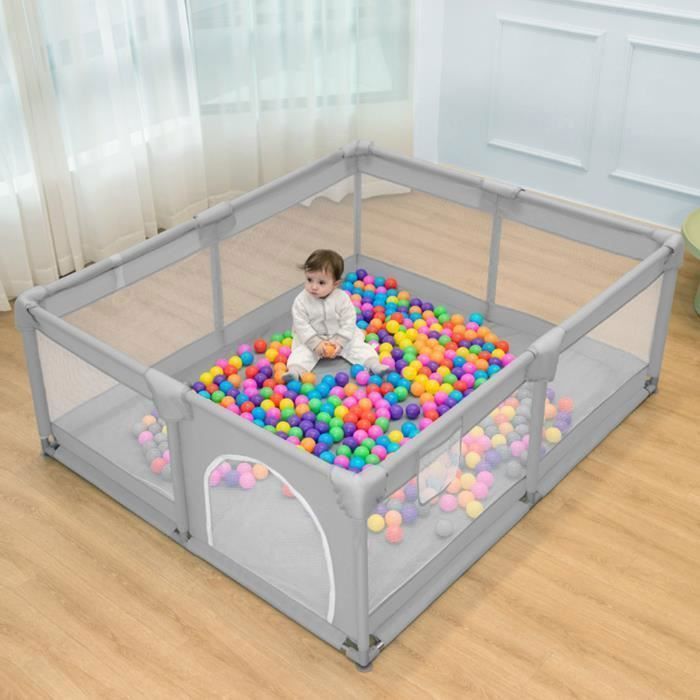 SINBIDE® Parc Bébé Enfant avec 50 ballon océanique, Parc De Jeux Lavable Adapté À L'intérieur Et À L'extérieur 180X200X66cm GRIS