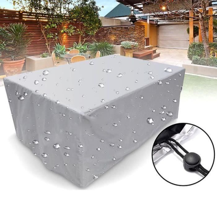 WS23517-EGSII Housse De Protection Étanche Pour Meubles de Jardin Table Banc Extérieurs Bâche Couvercle Argent 308X138X89cm