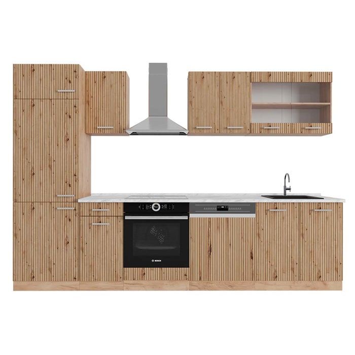 Test de la cuisine Vicco R-Line 300 cm, chêne doré/anthracite