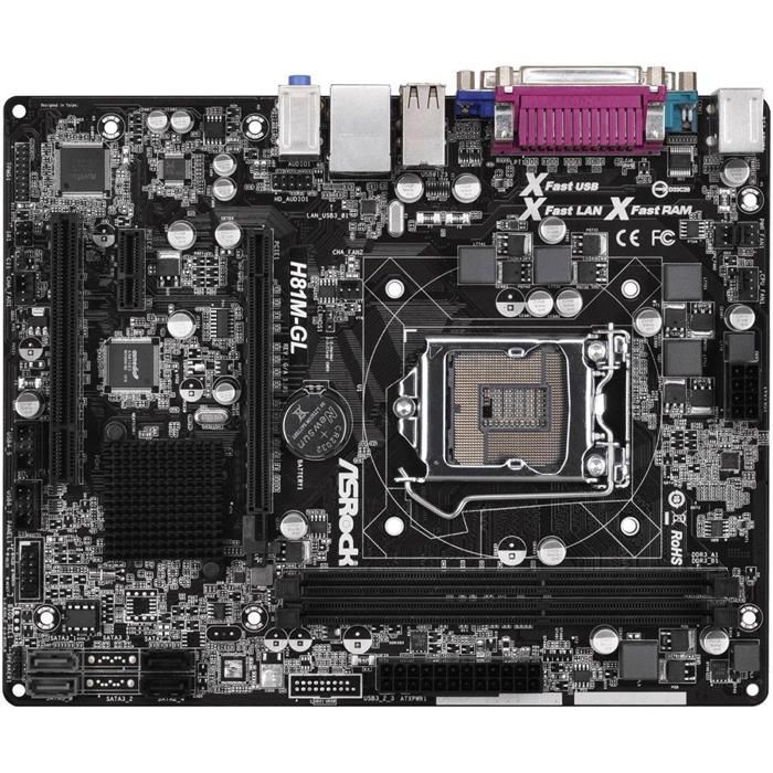 Carte mère ASRock H81M-GL Intel H81 LGA 1150 2xDDR3 16GB Micro ATX - Asrock