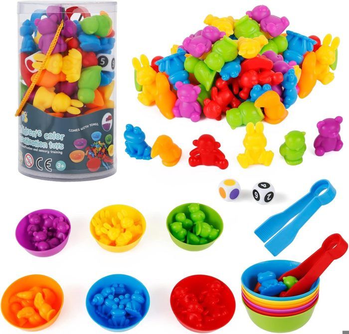 Jeux Montessor Jouet pour Comptage et Tri Jeu de Tri Motricité Fine Jouet Educatif Enfants Classification des Couleurs Jouet