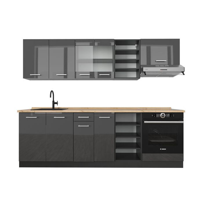 Cuisine Intégrée Vicco Raul 240cm – Anthracite/chêne, Moderne, Neuve