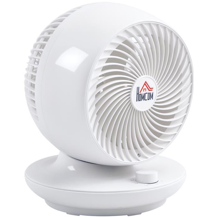 Ventilateur de table - HOMCOM - puissant 45W 3 vitesses oscillant à 70° multidirectionnelle inclinaison à 90° - blanc - Hom