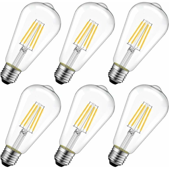 4W Edison Ampoule Filament LED E27 ST64 (=Ampoules Incandescences Décorative 40W) 470Lm Blanc Chaud 2700K Lampe Vintage Ampoule