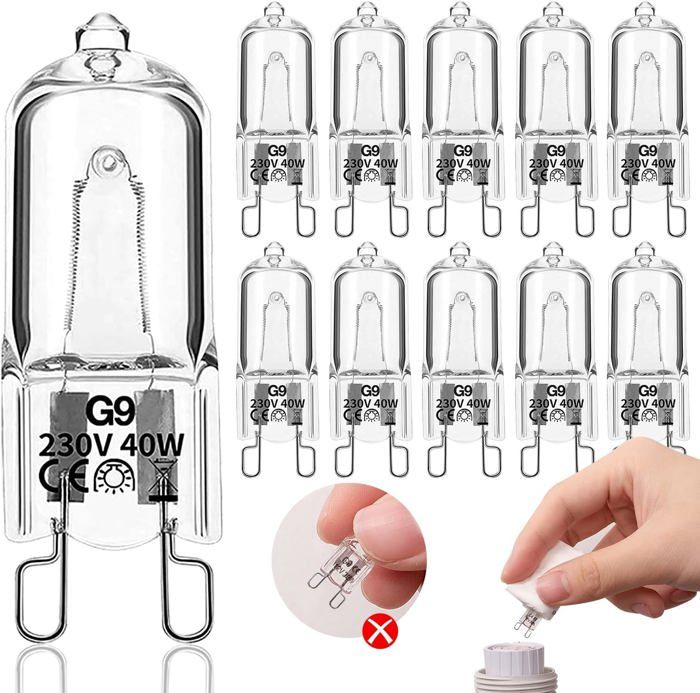 Ampoule G9 10pcs 40W 230V 2900K 480LM Dimmable Warm White G9 ampoule halogène Convient pour les ampoule four les lampes