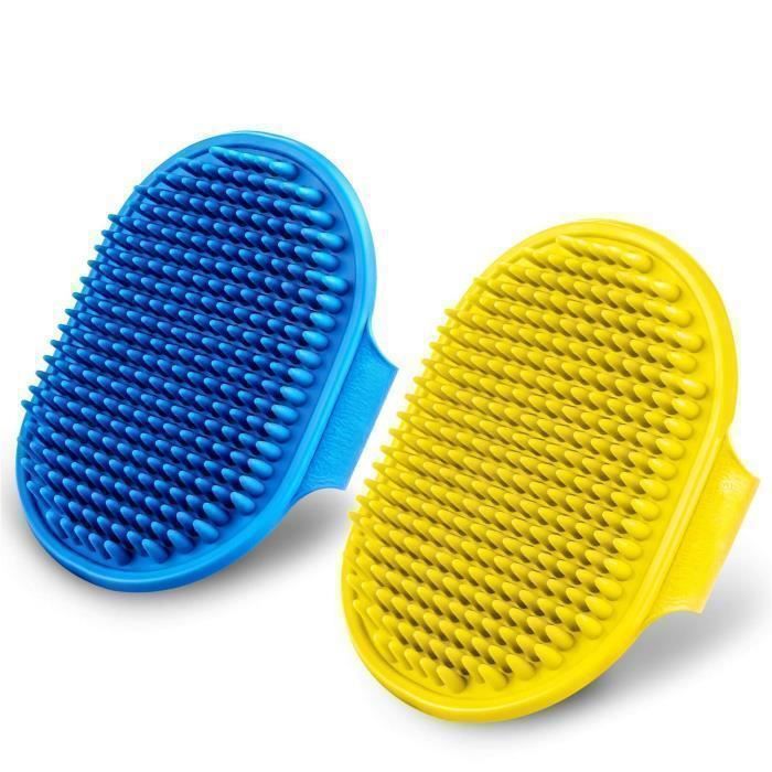 Meilleurs prix pour Lot de 2 Brosses de Bain pour Chien - Brosse de Toilettage en Caoutchouc avec Poignée Réglable - Pour Chiens et Chats à Poils Longs