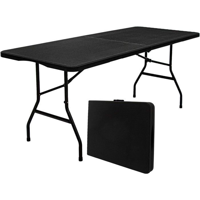 Tavolo Pieghevole Multifunzione KG KITGARDEN - 180x74 Cm, Imitazione Legno, Per Interni Ed Esterni, Fino A 8 Persone
