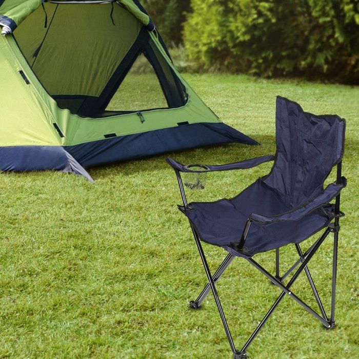 MIPAN.Chaises de camping-Chaise de Camping Pliante en Plein air-Avec Porte-bouteille-Structure robuste- Max:120 kg- 1Pc -Bleu foncé