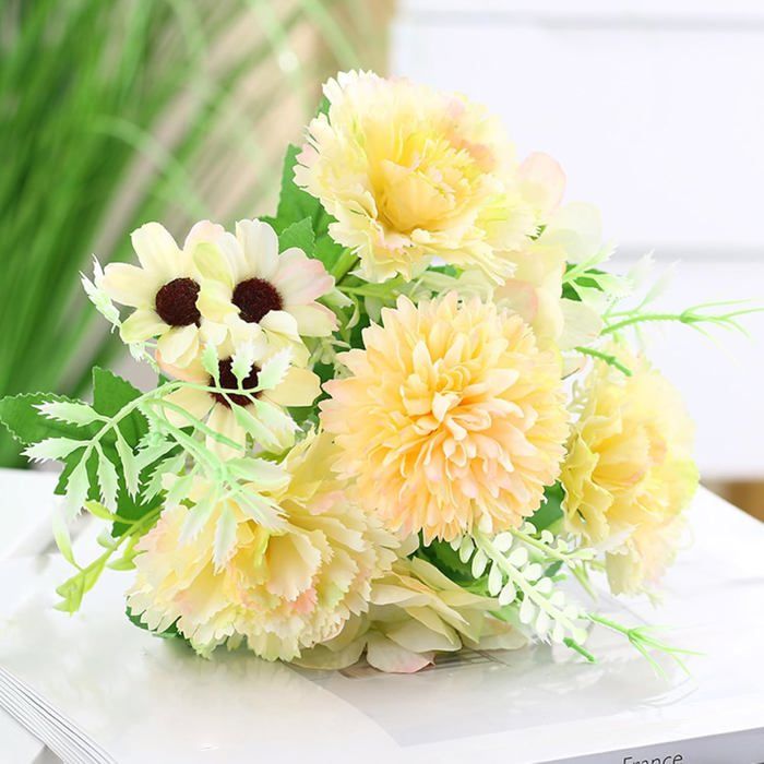YALIOURS Fleurs Artificielles Réalistes En Soie - Combo 20 Fausses Fleurs Avec Tiges Pour Bouquets Mariage, Décoration Maison, Fêtes Et DIY