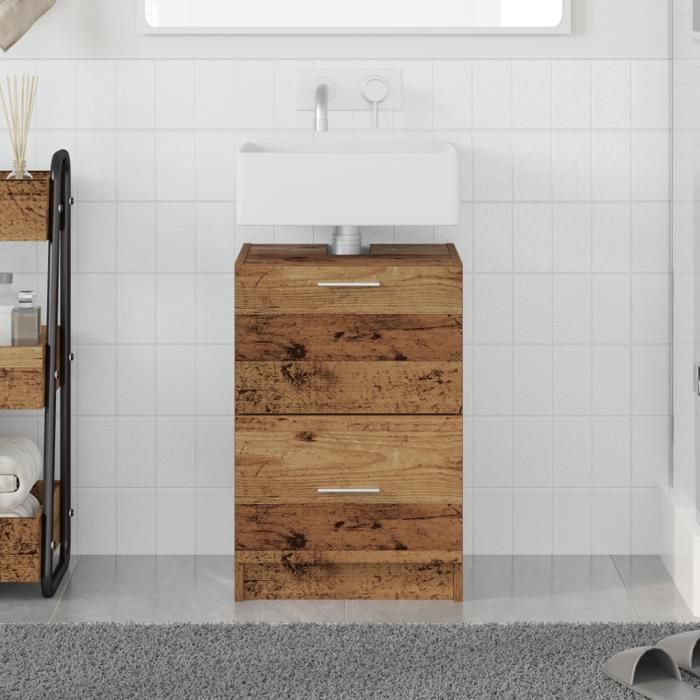 Meuble sous lavabo Bois Vieilli 40x37x59 cm MDF