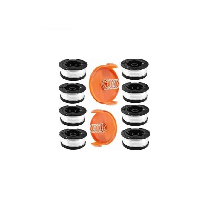 4 Bobines Fil Nylon 2mm + Couvercle + Ressort Pour Einhell GE-CT 36/30 Li E Solo - Fil Coupe-Bordure Robuste Et Prêt à L'Emploi