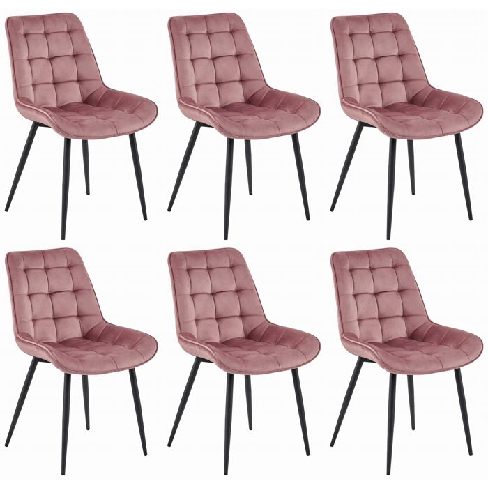 Chaise Komodee BARDI - 6 Pieces - ROSE FONCÉ Tapisser en velours 60 x 54 x 88 cm Chaise Komodee BARDI - 6 Pieces - ROSE FONCÉ Tapisser en velours 60 x 54 x 88 cm