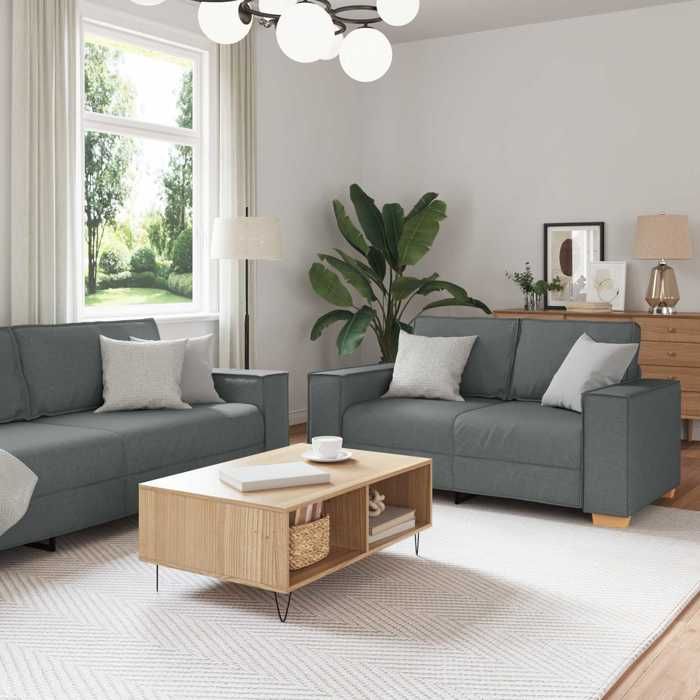 vidaXL Canapé 3 pcs Gris foncé 220 x 80 x 84 cm Tissu en lin mélangé 3324610