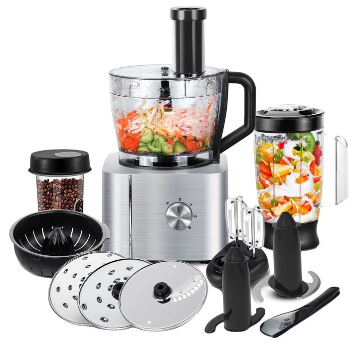 Robot Culinaire 11-en-1 Fonctions 1100W Puissance Argent UE - Oem