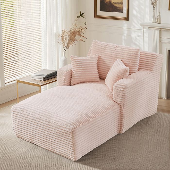 Canapé-lit Canapé simple moderne en velours côtelé - chaise longue inclinable confortable Rose sans montage Canapé-lit Canapé simple moderne en velours côtelé - chaise longue inclinable confortable Rose sans montage