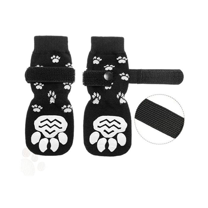 INF Chaussettes pour Animaux de Compagnie Noires - Protège-pattes Antidérapantes pour Chiens - Lot de 4 - Taille S M L S