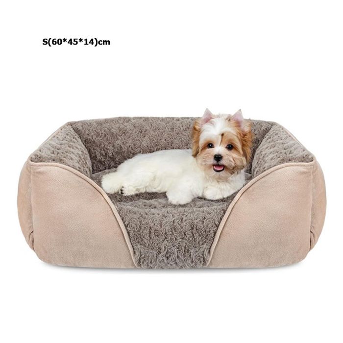 Panier Chien Lit pour Chien Lavable S(60*45*14)cmAntidérapant Coussin Anti-anxiété Doux Confort pour Petit Chiens et ChatsKaki